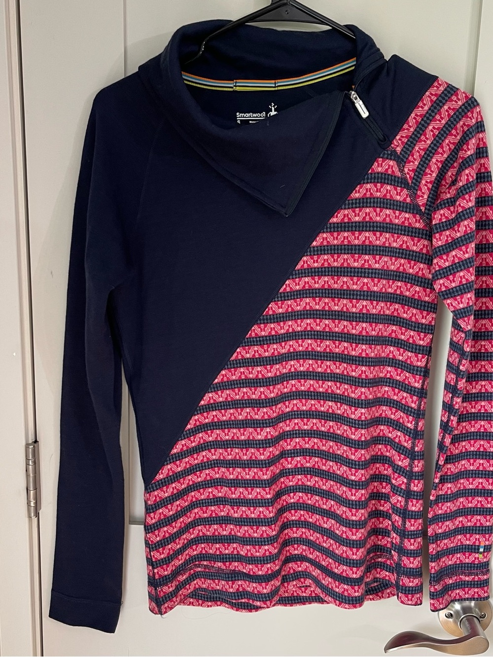 Smartwool Merino 250 asymmetrical zip cowl neck wool top Womens Small